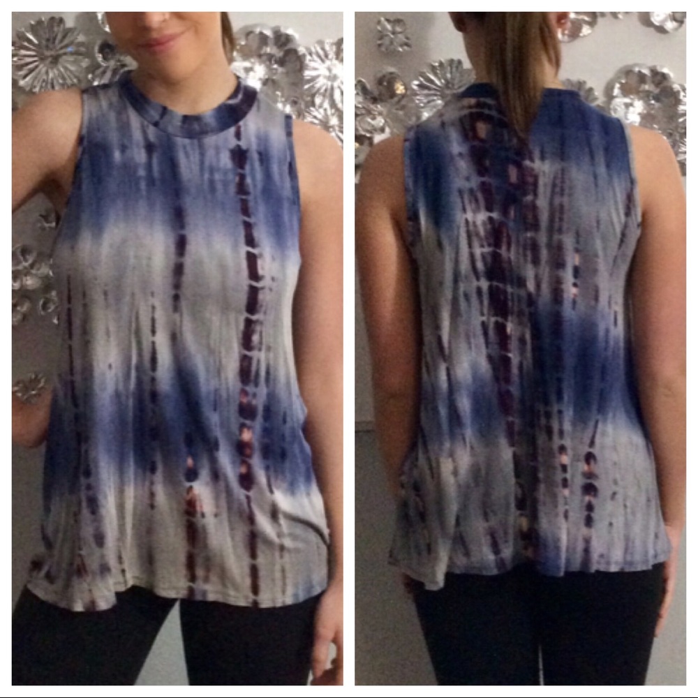 Ginger G blue tie dye top, size L